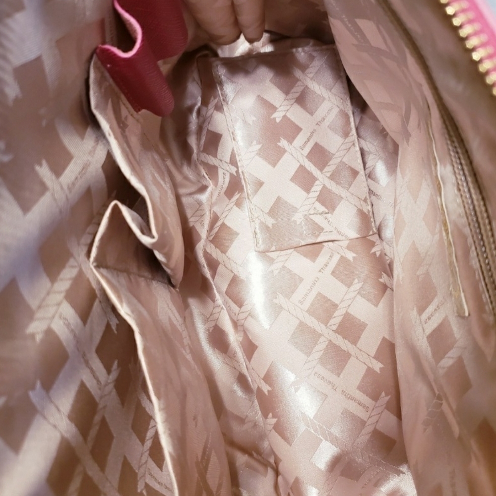 Samantha Thavasa Pink Handbag purse with handles & strap gold lock & keys EUC - Picture 13 of 16